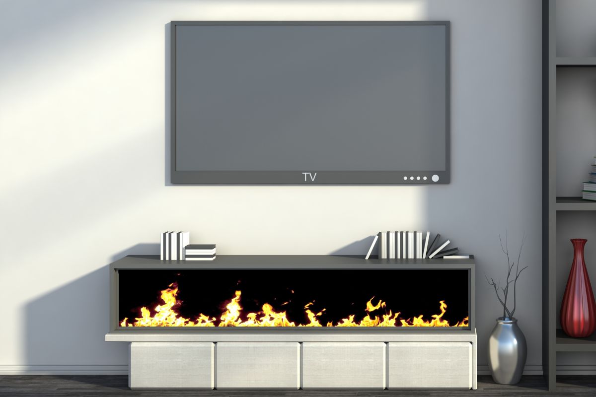 Linear Fireplace Ideas With TV Above