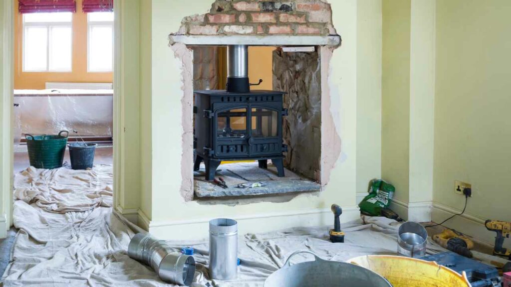 installing a double sided wood burning fireplace