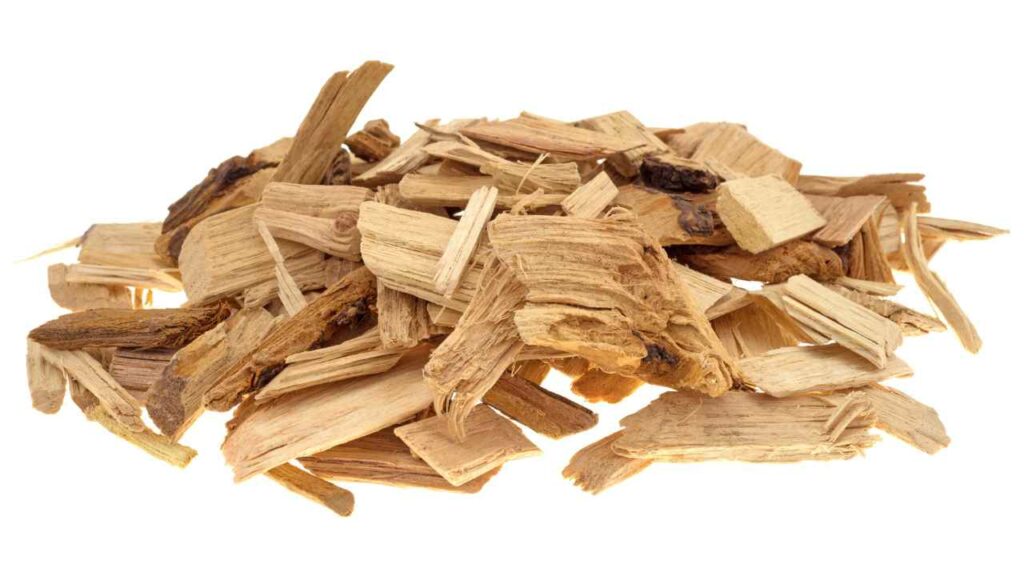 Small pile of hickory wood chips