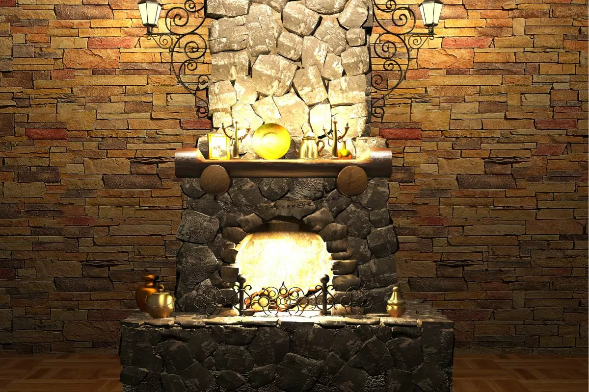 stone fireplace
