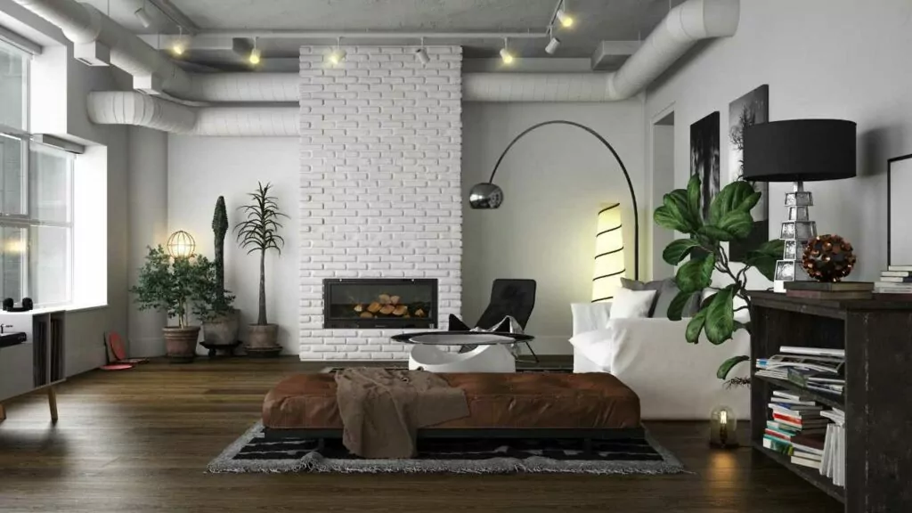 White painted chimney breast