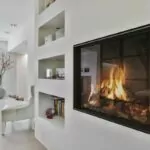 Modern Gas Fireplace Ideas, white walls. modenr design.